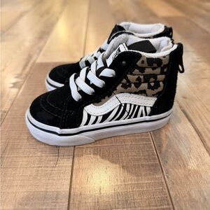 Vans Kids Black and White Animal Print High-Tops